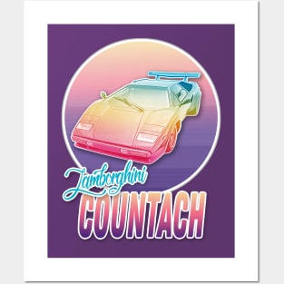 Lamborghini Countach Vaporwave Aesthetic Design Posters and Art